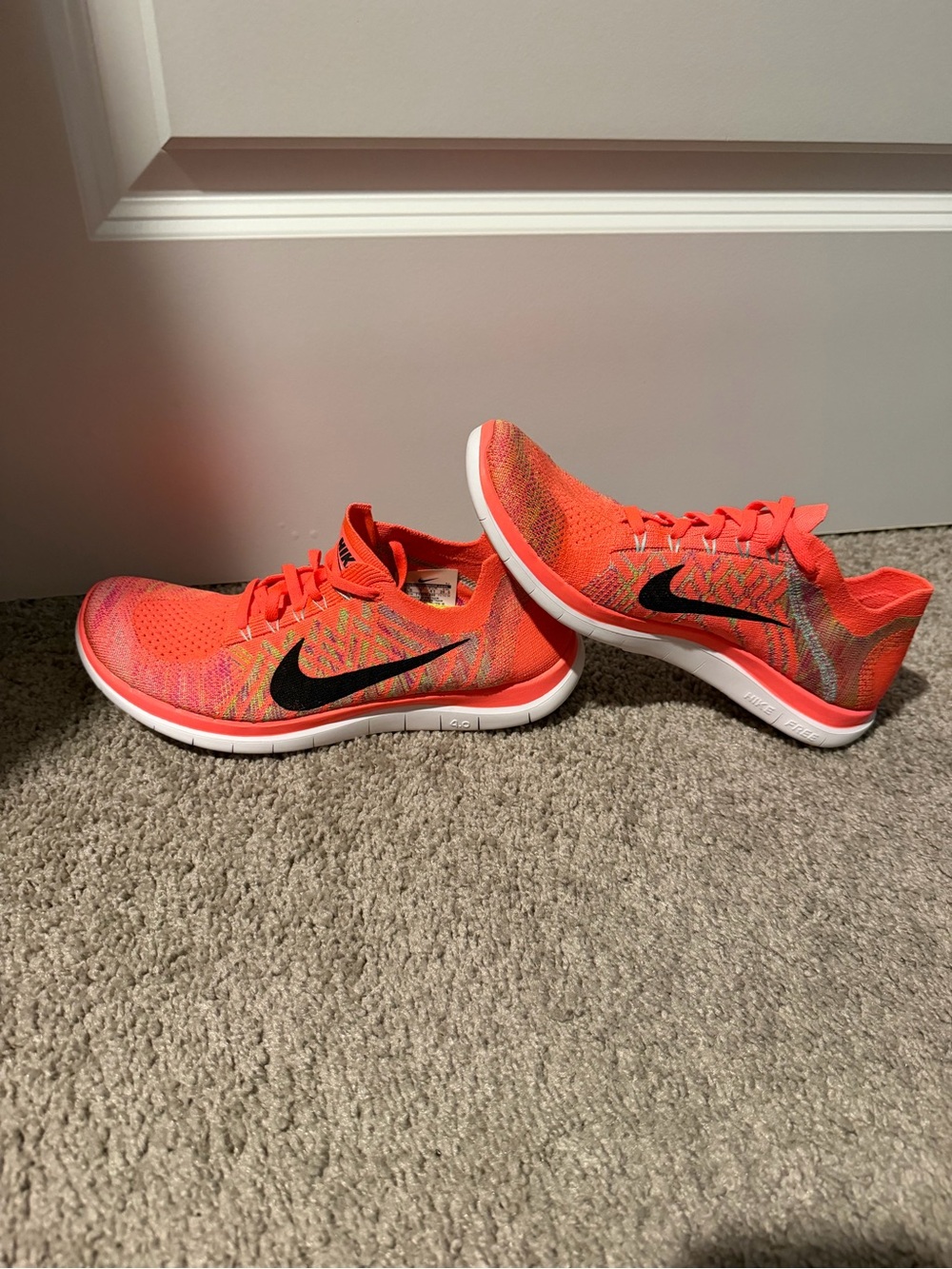 Nike Women’s Flyknit Running Shoes - Orange with Black Swoosh